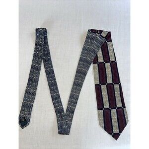 Vollerei Dress Tie Mens Size 58" Red Gray 100% Silk Designer